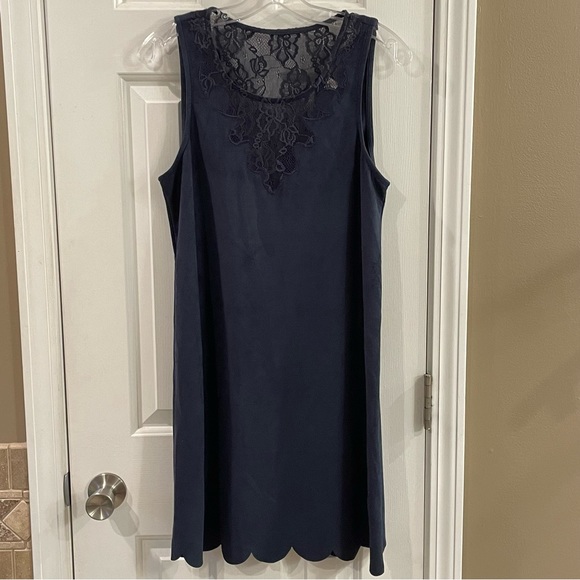 Altar’d State Faux Suede and Lace Dress Navy - M - Picture 1 of 7